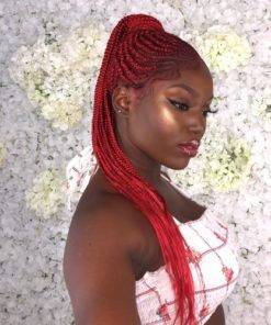 Hot Red Full Lace Braided Unit